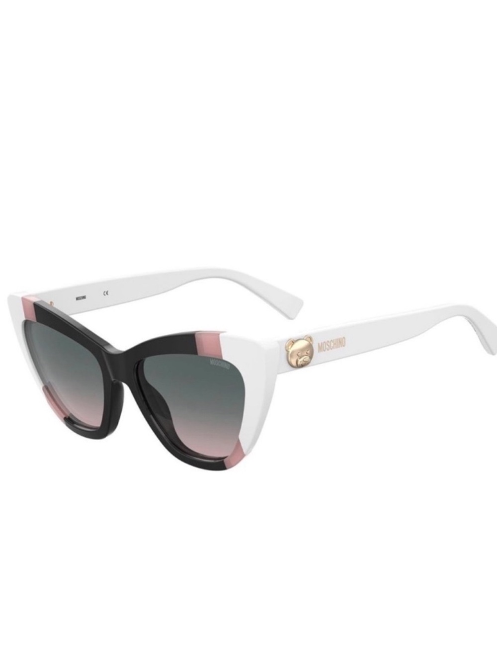 Moschino Cat-Eye Sunglasses in White, Black and Pink